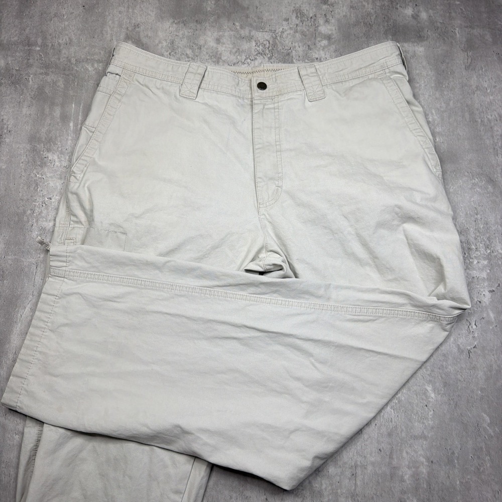 Columbia Pants Mens 36x32 Beige Outdoor Flat Front Hiking Chino Cotton Active